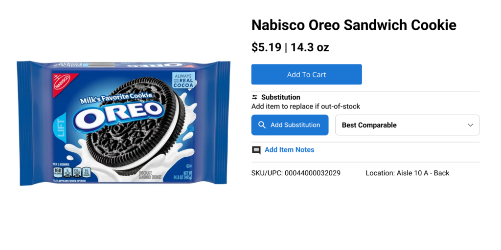 Product substitution UI — operator picks the best comparable replacement for an out-of-stock item